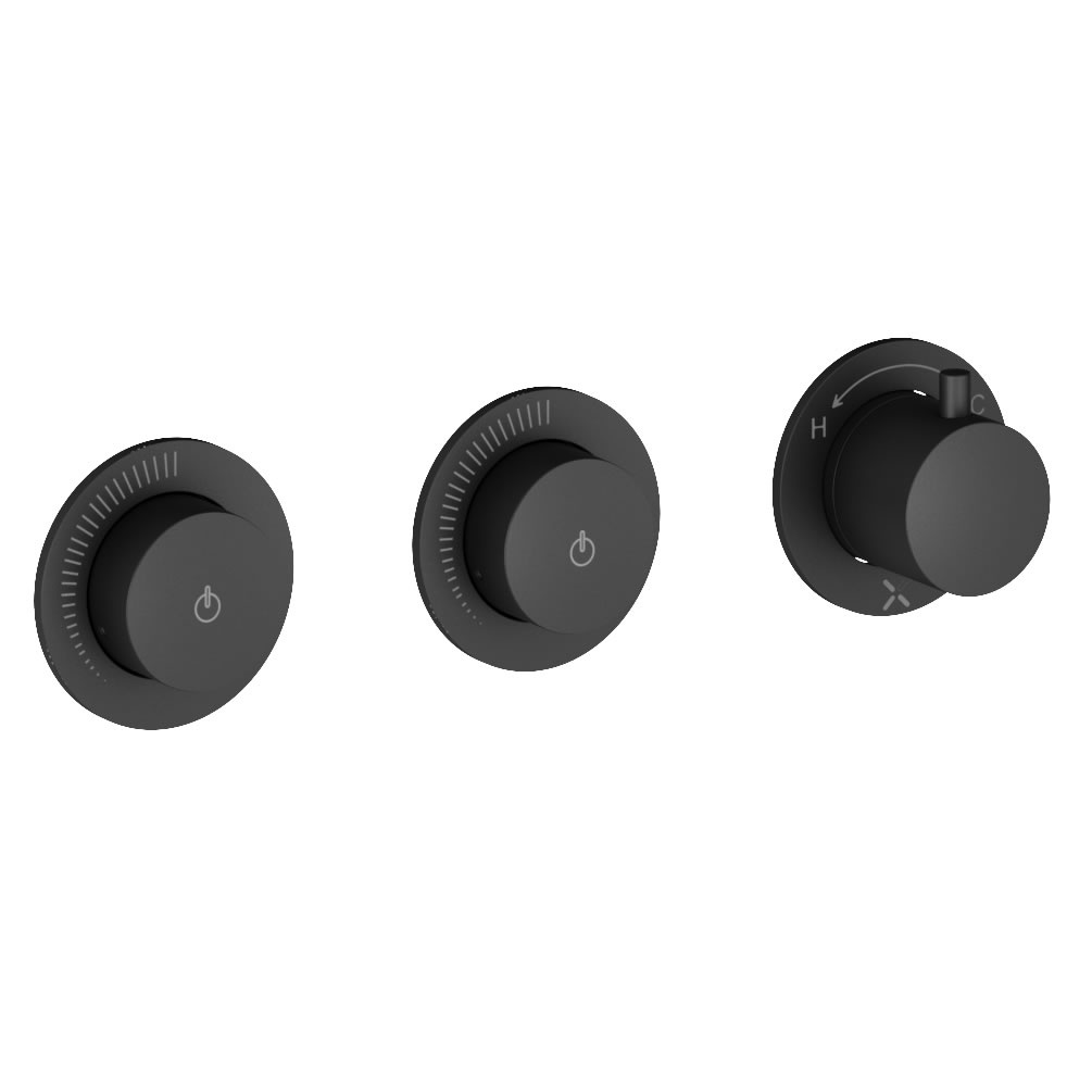 Cutout image of Crosswater Module Push Matt Black Dual Outlet Shower Valve